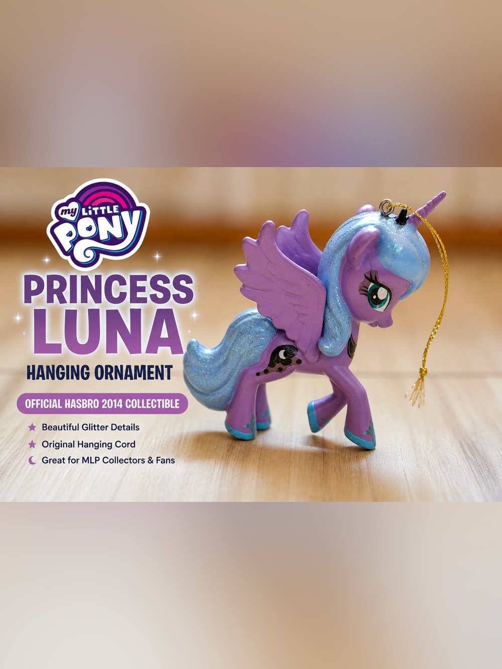 My Little Pony Princess Luna Glitter Figure Ornament Keychain Hasbro 2014